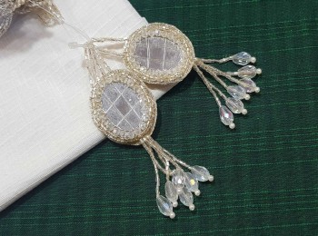 Silver Mirror and Crystal Hangings/Latkans - 2 pieces