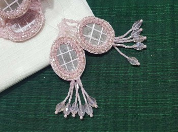 Baby Pink Mirror and Crystal Hangings/Latkans - 2 pieces