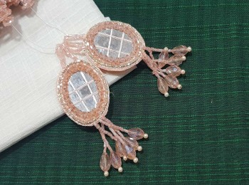 Peach Mirror and Crystal Hangings/Latkans - 2 pieces