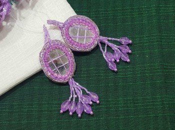 Lavender Mirror and Crystal Hangings/Latkans - 2 pieces