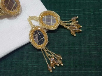 Golden Mirror and Crystal Hangings/Latkans - 2 pieces