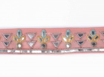 Pink Color Leather Work Lace LEALC0003B
