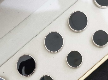 Black-Silver Color Plain Round Metal Coat Buttons Blazer Buttons - Sold With Box