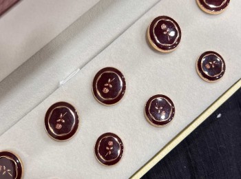 Maroon Color Designer Round Metal Coat Buttons Blazer Buttons - Sold With Box