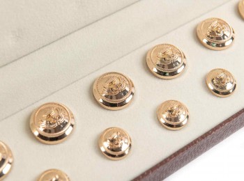 Golden Color Crown Print Round Shape Metal Coat Buttons (Sold With Box)