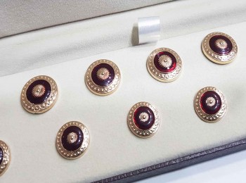 Maroon-Golden color Round Shape Metal Coat Buttons (sold with box)