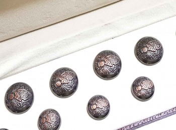 Metallic Grey-Copper Color Metal Coat Buttons -sold with box
