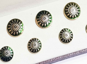 Green color Round Shape Metal Coat Buttons for coats, blazers, jackets etc.(sold with box)