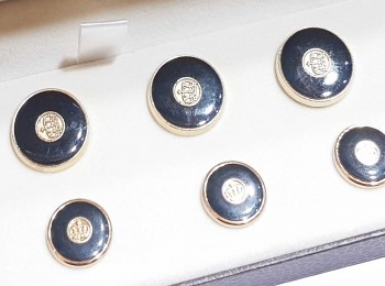 Black Golden Crown Printing Round Metal Buttons for coats, jackets, blazers etc.- Sold with Box