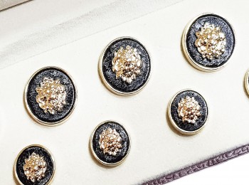 Black Golden Lion Embossed Metal Coat Buttons for Blazers, Jackets etc. (sold with box)