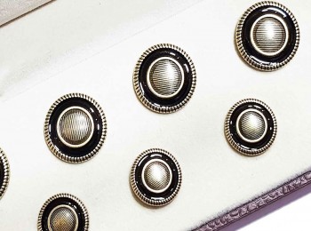 Black Golden Round Shape Metal Coat Buttons for Blazers, Jackets etc. (sold with box)