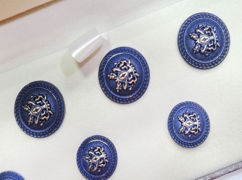 Blue Color Matte Finish Round Shape Metal Coat Buttons For Blazers, Coats etc.