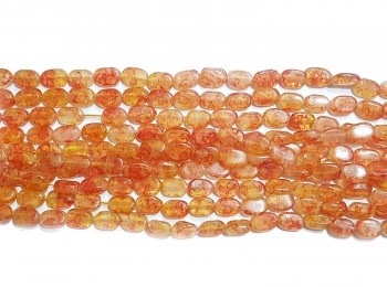 Orange Color Printed Marble Beads