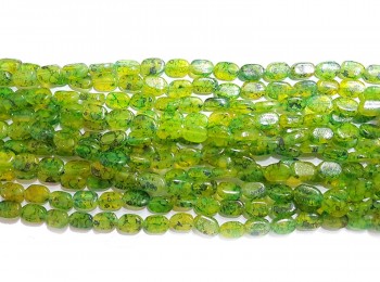 Parrot Green Color Printed Marble Beads