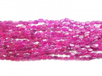Pink Color Printed Marble Beads