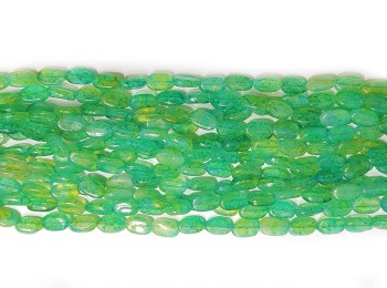 Blueish Green Color Printed Marble Beads