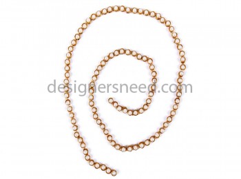 MTLCH0003 Golden Metal Stone Chain with White Pearl Stone