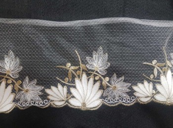 White Color Organza Lace With Zari Work