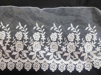 White Color Thread work Flower Design Net Lace