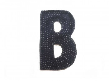 Black Color 'B' Alphabet Beads Work Patch/Applique