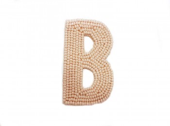 Light Peach Color 'B' Alphabet Beads Work Patch/Applique