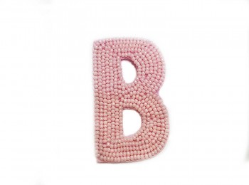 Light Pink Color 'B' Alphabet Beads Work Patch/Applique