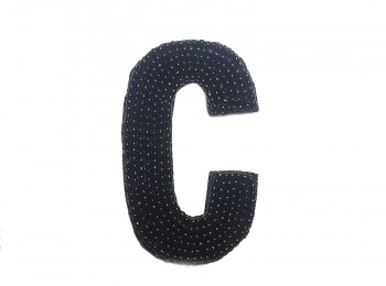 Black Color 'C' Alphabet Beads Work Patch/Applique
