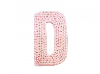 Light Pink Color 'D' Alphabet Beads Work Patch/Applique
