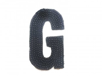 Black Color 'G' Alphabet Beads Work Patch/Applique