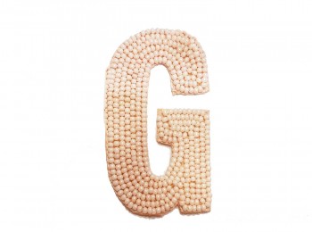 Light Peach Color 'G' Alphabet Beads Work Patch/Applique