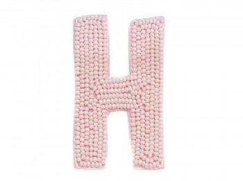 Light Pink Color 'H' Alphabet Beads Work Patch/Applique