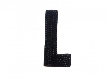 Black Color 'L' Alphabet Beads Work Patch/Applique