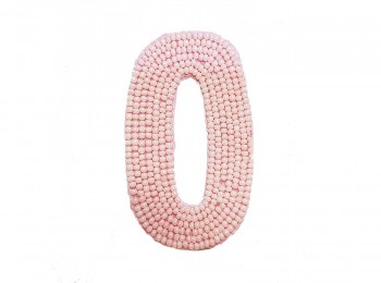 Light Pink Color 'O' Alphabet Beads Work Patch/Applique