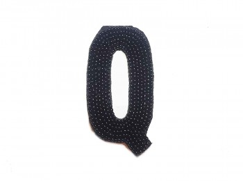 Black Color 'Q' Alphabet Beads Work Patch/Applique