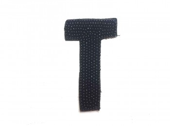 Black Color 'T' Alphabet Beads Work Patch/Applique