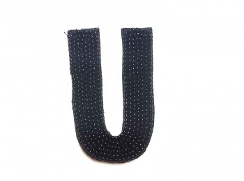 Black Color 'U' Alphabet Beads Work Patch/Applique