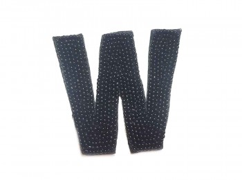 Black Color 'W' Alphabet Beads Work Patch/Applique