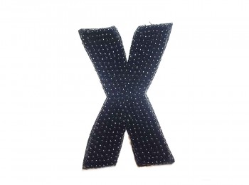 Black Color 'X' Alphabet Beads Work Patch/Applique