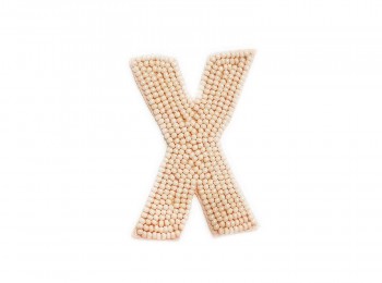 Light Peach Color 'X' Alphabet Beads Work Patch/Applique