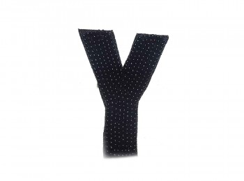 Black Color 'Y' Alphabet Beads Work Patch/Applique