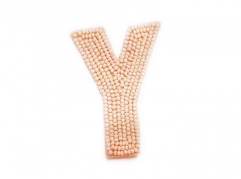 Light Peach Color 'Y' Alphabet Beads Work Patch/Applique