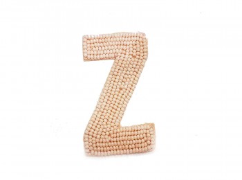 Light Peach Color 'Z' Alphabet Beads Work Patch/Applique
