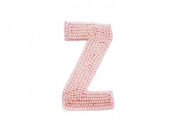 Light Pink Color 'Z' Alphabet Beads Work Patch/Applique