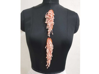 Orange Color Glass and Pearl Beads Work Fancy Patch