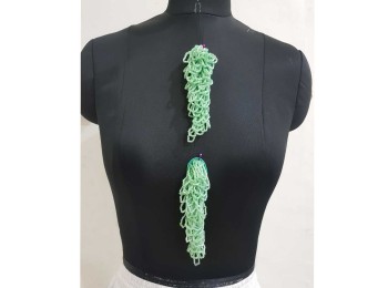Green Color Glass Beads Work Fancy Patch