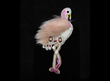 Peach Color Swan/Flamingo Shape Beads Work Fancy Applique Patch For Dresses, Bags, DIY Craft