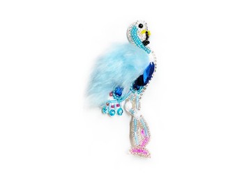 Blue Color Swan/Flamingo Shape Beads Work Fancy Applique Patch For Dresses, Bags, DIY Craft