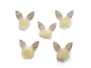 Vanilla Color Rabbit Ears Design Fancy Fur Patch