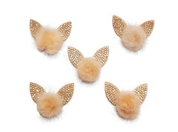 Peach Color Rabbit Ears Design Fancy Fur Patch
