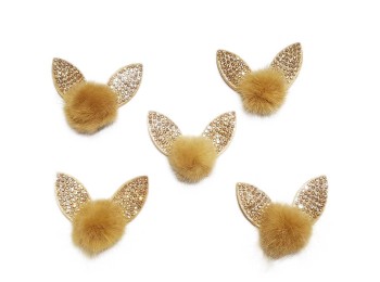 Golden Color Rabbit Ears Design Fancy Fur Patch